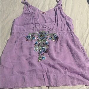 Johnny Was Sz Large Embroidered Lavender Sleeveless Tank top